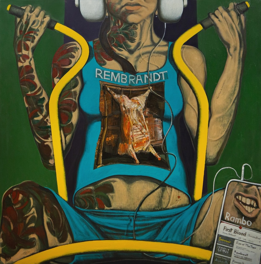 Arthur Hovhannisyan Rambo 2026 huile sur toile 130 × 130 cm. copie