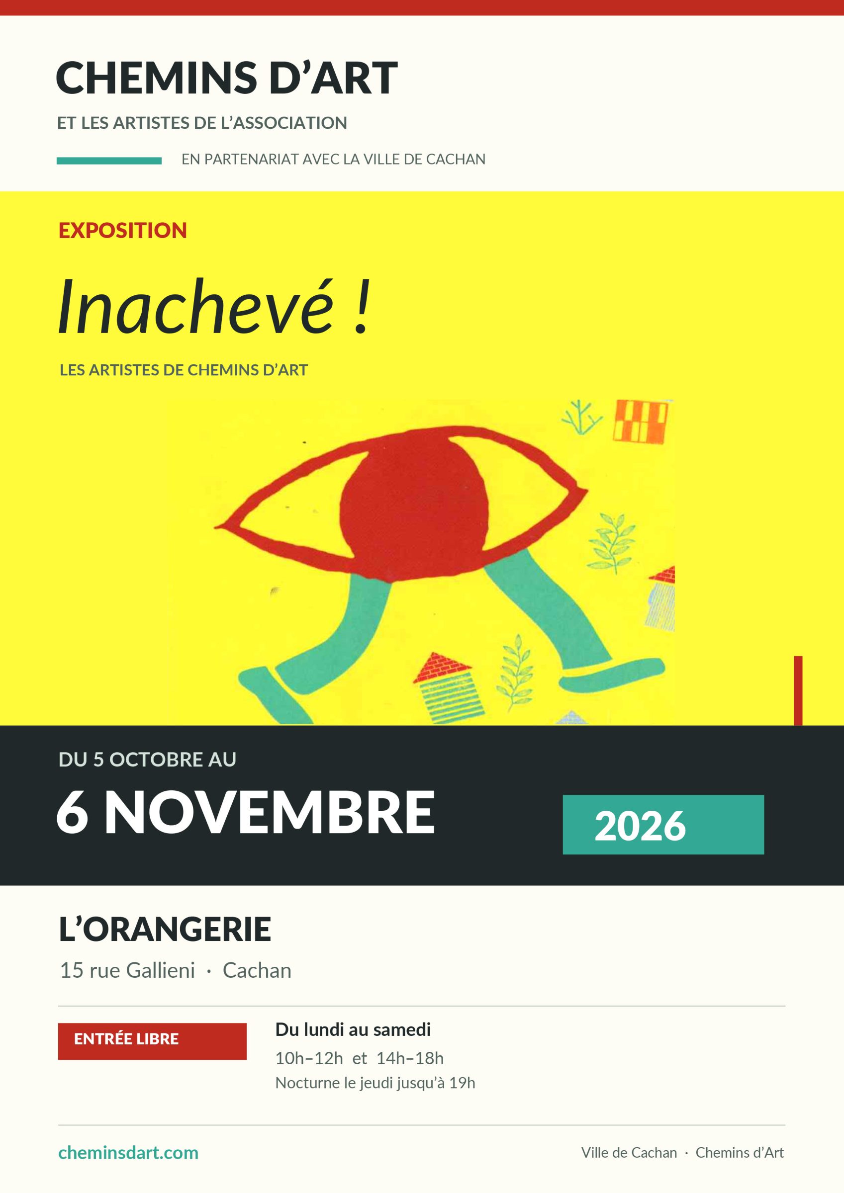 JIRKA à Cachan pour l’exposition « Inachevé » 2 flyer Inacheve Cachan 6 novembre 2026